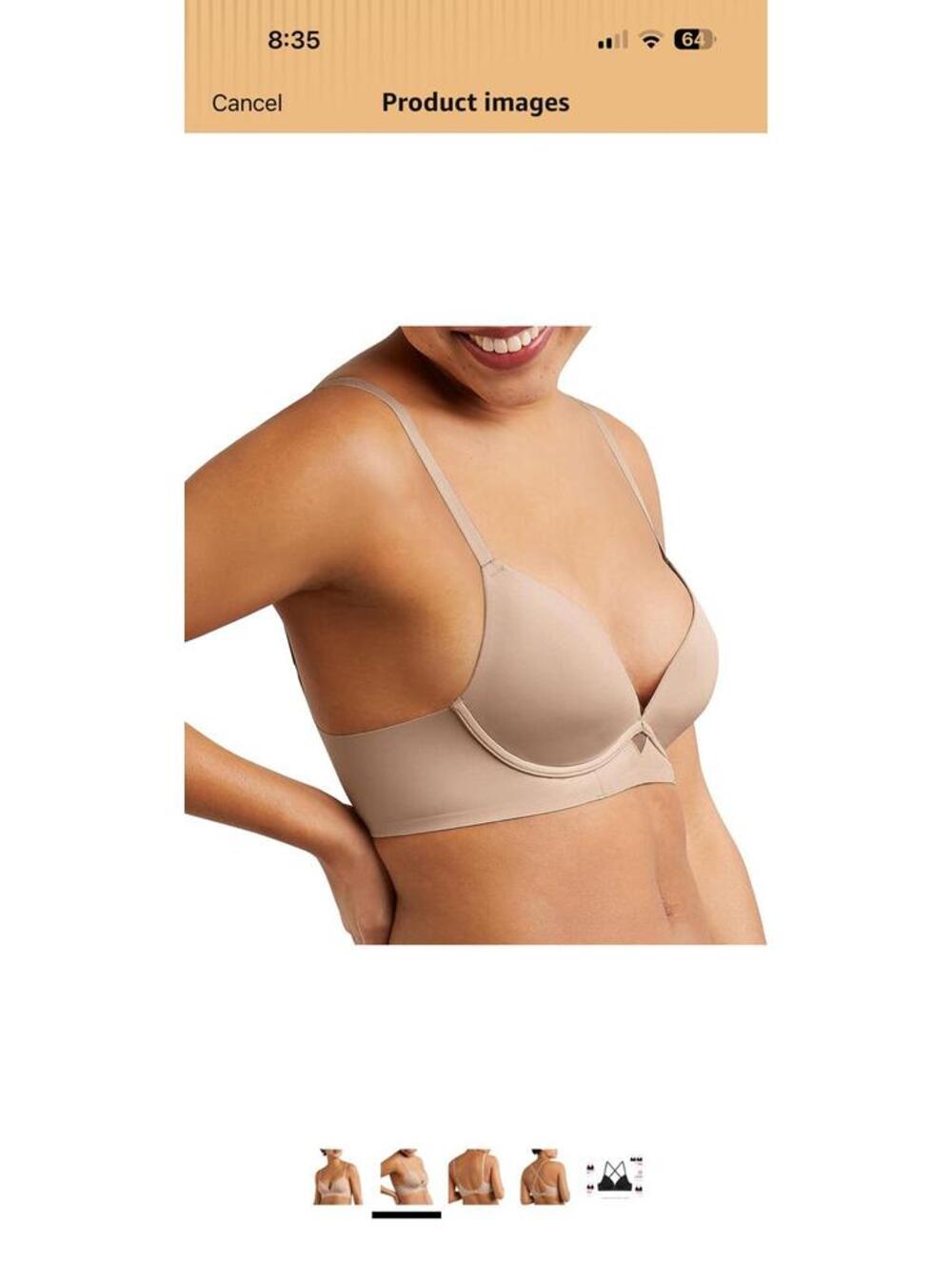 Maidenform Convertible Nude Bra with Adjustable Straps and Back Closure